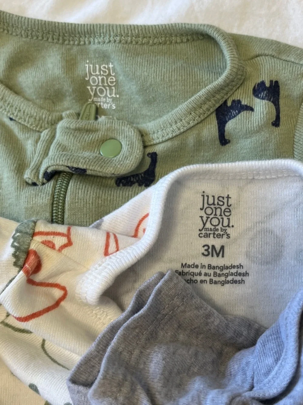 Carter's Dino Mix One-Piece Pajama Set in Teal, Olive, Gray, White